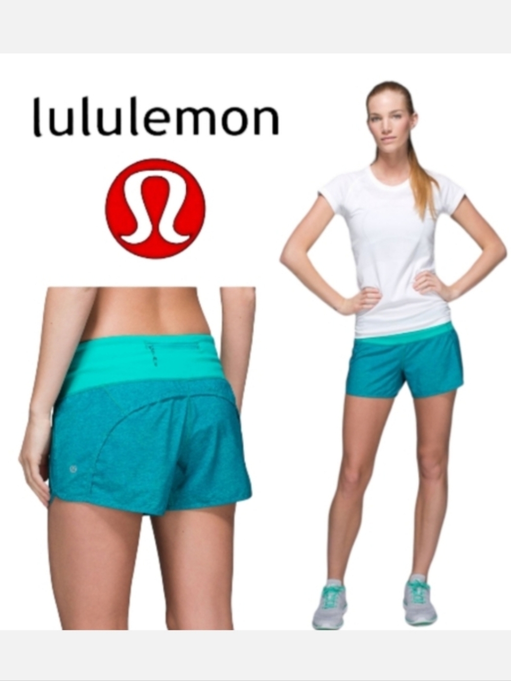 Lululemon Run Times Shorts 4-way Stretch 4" Sea Mist Blue Sz 4